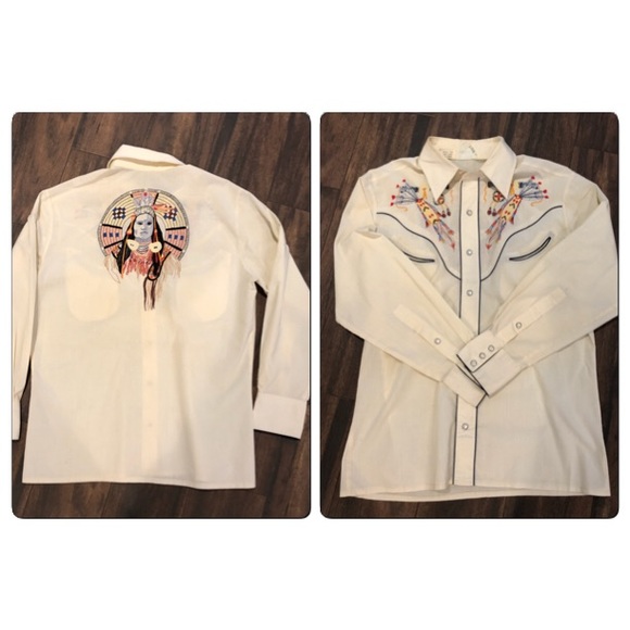 Vintage American Indian Style Cowboy shirt - Picture 4 of 6